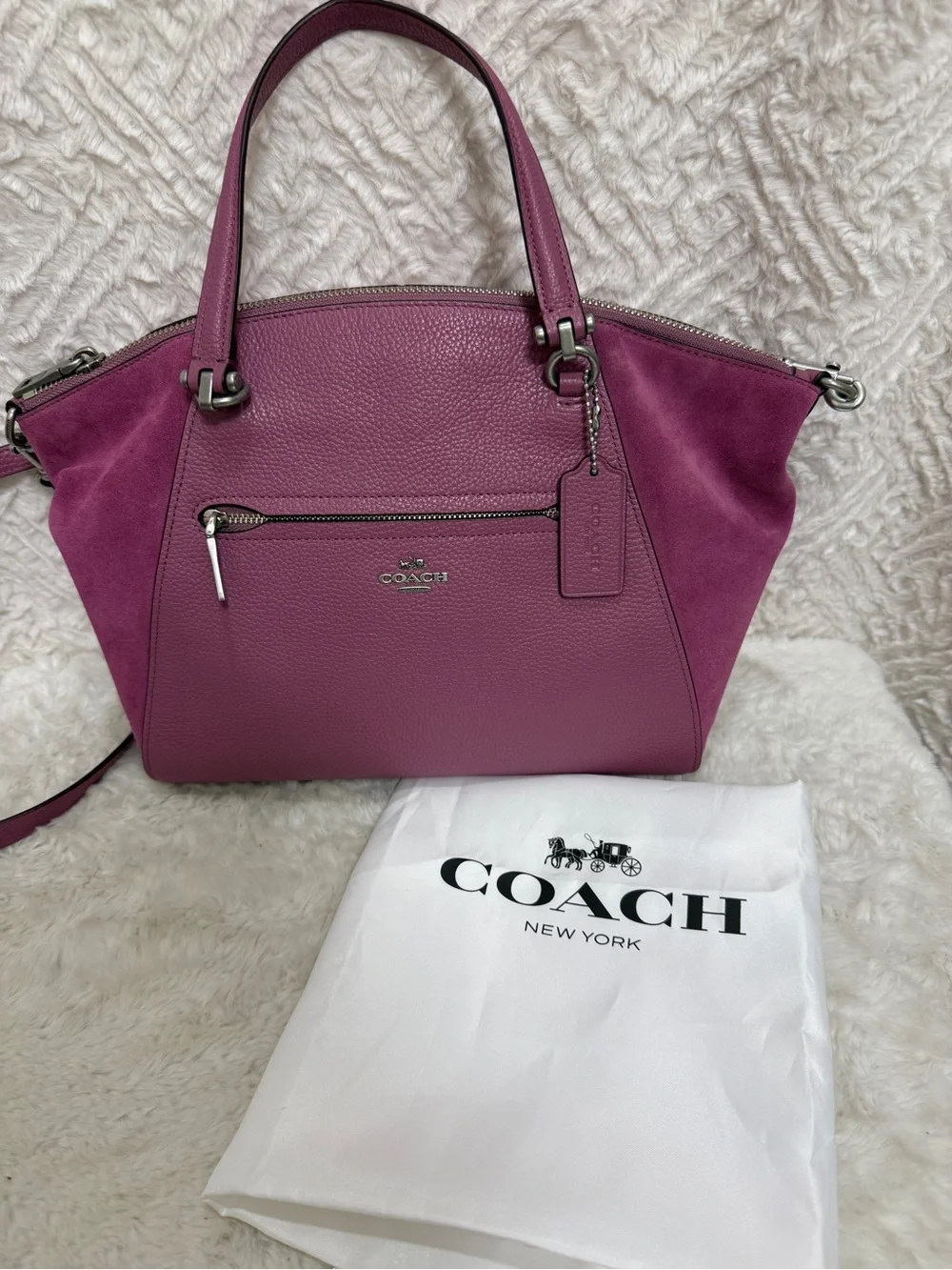 Coach Plum Leather Satchel with Detachable Strap